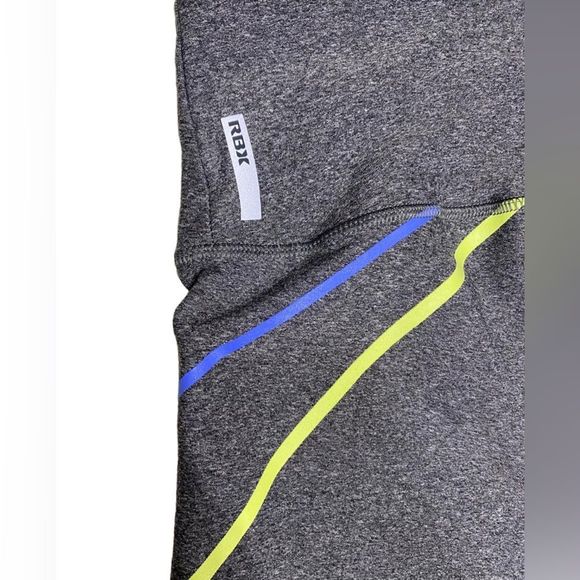 RBX live life active capri leggings women Size L grey with blue and green strip - Picture 8 of 11